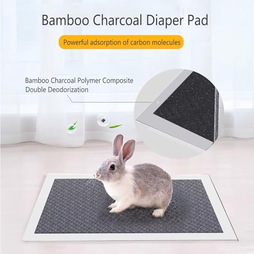 Guinea Pig Pee Pads, Disposable Rabbit Cage Liners, Charcoal Odor Controlling Absorbent Waterproof Pee Pads for Hamster, Bunny, Ferret, Chinchilla and Other Small Animals (24" x 18", 50 PCS) - size: 23.6" x 17.7" - 50PCS
