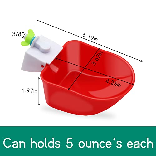 5 Pack Chicken Waterer,Large Plastic Automatic Chicken Waterer Cups kit, 3/8 Inch Thread Poultry Drinking Bowl for Ducks, Birds, Bunny, Quail etc