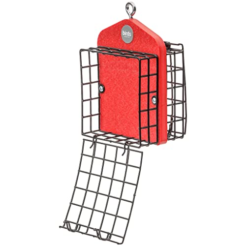 Bird's Choice Suet Feeder for Two Cakes in Red Recycled Plastic - color: Red
