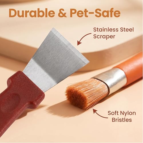 6Pcs Bird Cage Cleaner Brush Kit - Bird Poop Remover & Cage Cleaning Tools Set, Stainless Steel & Nylon Brushes for Parakeet, Budgie, Parrot & Small Animal Cages, Multi-Size for Deep Cleaning
