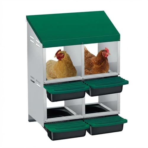 Chicken Nesting Boxes, Heavy-Duty 8-Compartment Metal Chicken Nesting Box – Removable Tray, Ventilation Holes, Easy Egg Collection, Rustproof Galvanized Steel - Green - 4 - Slot - color: Green, size: 4 - Slot - Upgraded Version