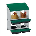 Chicken Nesting Boxes, Heavy-Duty 8-Compartment Metal Chicken Nesting Box – Removable Tray, Ventilation Holes, Easy Egg Collection, Rustproof Galvanized Steel - Green - 4 - Slot - color: Green, size: 4 - Slot - Upgraded Version