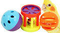Bonka 1195 1.5" Plastic Bird Toy Pack for Small Medium Birds | Three interactive rattling foot toys with rolling and wobbling action for active bird play - size: Pack (1)