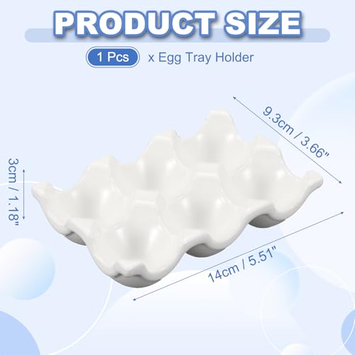 uxcell Ceramic 6 Cups Egg Tray Holder, Porcelain Eggs Container for Home Countertop Kitchen Storage Refrigerator Fridge Decorative Serving Display, White - color: White