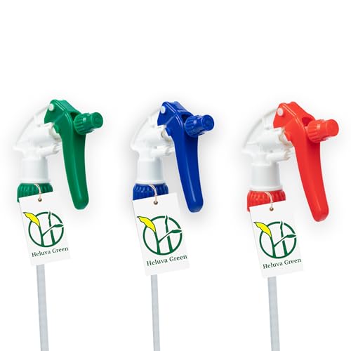 Heluva Green Spray Bottle Nozzle Replacement Tops, Mixed 3 Pack | Heavy-duty trigger sprayer tops for commercial and home cleaning. Fits 8/16/24/32 oz plastic & glass bottles. - color: Mixed, size: 3 Pack