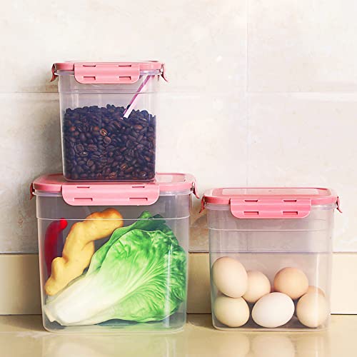 Patelai 6 Pcs Dog and Cat Food Storage Containers with Scoops Set Plastic Pet Food Storage Containers Stackable Airtight Dry for Kitchen 1.27 Qt, 2.4 Qt, 4 Qt(Pink) - color: Pink