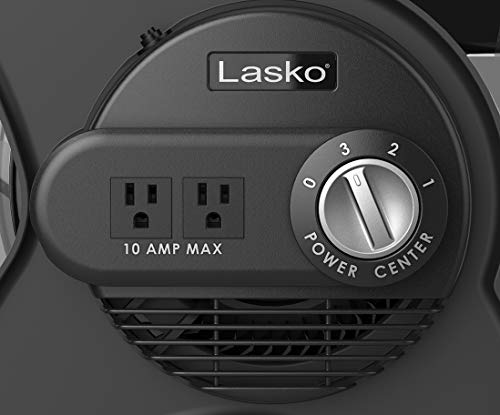 Lasko Pivoting High Velocity Portable Utility Fan - 12" - U12104 - Black | Adjustable Air Mover Blower Fan for Bedroom, Office Desk, Garage, and Home, With 2 Outlets 120V, 3 Speeds
