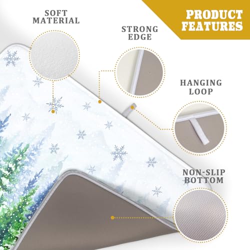 Winter Forest Dish Drying Mats - Snowflake Birds Dish Drainer Mat 18x24 Welcome Christmas Dish Draining Mat Watercolor Wildlife Tree Drying Pad for Kitchen Counter Sink - color: Winter Forest Bird, size: 24" x 18"