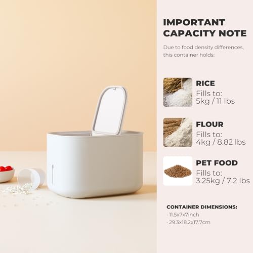 Zuutii Rice Storage Container 11lbs,Food Container, Dry Food Storage, 7.2lbs Pet Food Dispenser, Large Storage Bin with Lid,Silicone Ring & Moisture Proof (Light Blue) - color: Light Blue