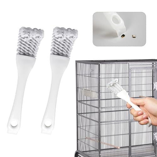 Bird Cage Cleaner with Long Handle & Shovel – Hard Bristles Easy Bird Droppings Removal Brush for Parrot & Pet Cages & Bird Perch – Durable Bird Cage Cleaning Tool & Accessory (2)
