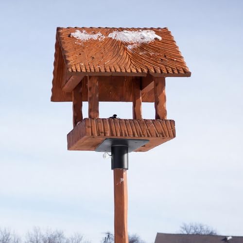 Novabright Pole Mounting Plate Flange Top for 1 Inch OD Pole Bird Feeder and Bird House Mount Holds 200 LBS Weather Resistant Universal Fit for Platform Tray Hopper Feeders Backyard Yard Black Metal