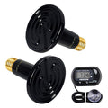 2-Pack 100W Ceramic Heat Lamps with 1-pcs Digital-Thermometer | Heater Emitter Bulbs, for Reptiles, Amphibians, Chicken Brooder Coop Lizard Turtle Snake, No Light No Harm