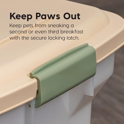 IRIS USA Dog Food Storage Container, Up to 13 lbs, Almond, Made in USA | BPA-Free, Airtight Seal, Best for Cat Food, Bird Seed, Chicken Feed, Pet Toys, Treats, Pellets - color: Almond