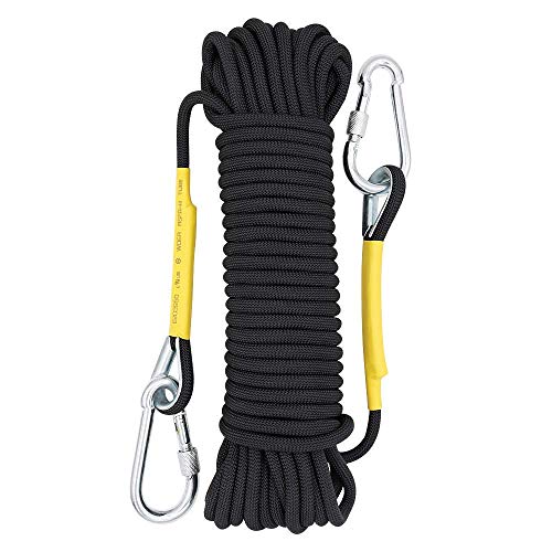 X XBEN Outdoor Climbing Rope 10M(32ft) 20M(64ft) 30M(96ft) 50M(160ft) 70M(230ft) 152M(500FT) 352M(1000FT) Static Rock Climbing Rope for Escape Rope Ice Climbing Equipment Fire Rescue Parachute - color: Black, size: 1/3 Inch x 230 Feet
