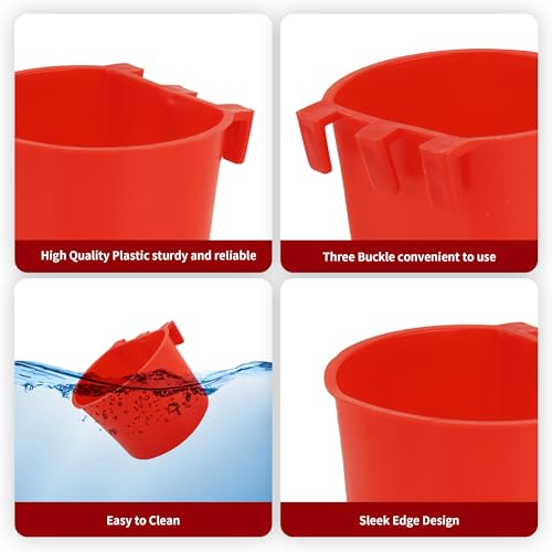40 Pcs Cage Cups Birds Feeders Bird Water Dispenser Hanging Quail Waterer Plastic Chicken Feeding Watering Dish for Small Coop Parrot Parakeet PET Poultry Pigeon Gamefowl Food Seed Bowl Supplies(Red) - color: 8oz-Red