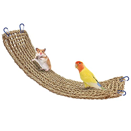 20.5 x 7.9 Inches Bird Seagrass Mat, Natural Seagrass Woven Bird Net Hammock Mat, Cage Accessories, Climbing Rope Ladder Chew Toys for Parrots Cockatoos Lovebird Cockatiel Budgie Hamster Parakeet - size: 20.5 x 7.9 Inch
