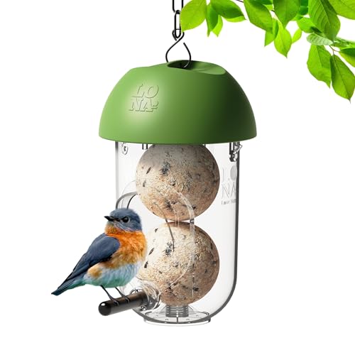 LONA Suet Ball Bird Feeder Outdoor Hanging Fat Ball Feeders with Versatile Mount Durable Weatherproof Washable Transparent Tube Wire Steel Metal Feeder for Wild Birds - style: Style4-Small Tube