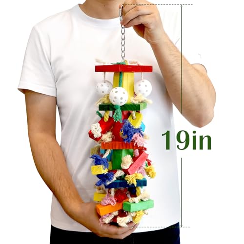 Bird Toys for Parrots, Parakeet Toys Natural Woode Parrot Toy for Large Medium Parrots Bird Shredding Chew Toy for Macaw, Cockatoos, Cockatiels,Budgie - color: Rope