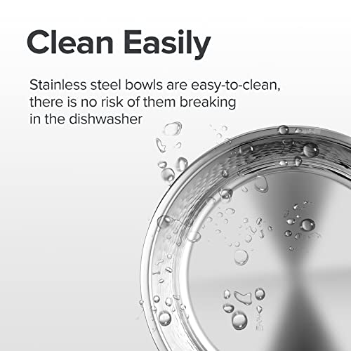 URBUDDIES 2 Pack Hammered Stainless Steel Dog Bowls, 8 Cup, Gray Bottom | Premium Metal Dog Bowls with Non Slip Rubber Bottom, Dishwasher Safe, Easy to Clean - size: 8-Cup
