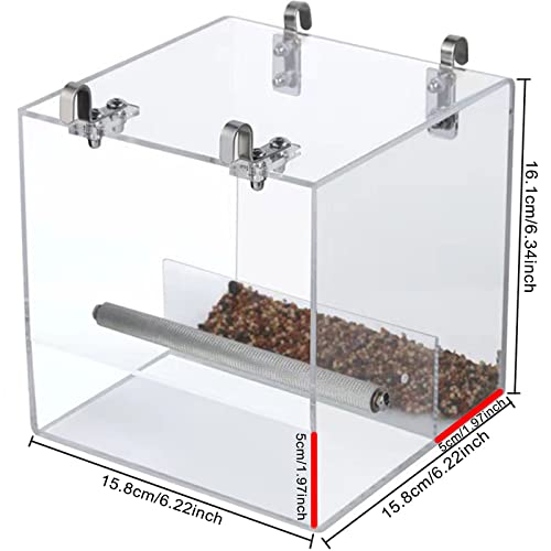 No Mess Bird Feeder for Cage, Automatic Acrylic No Mess Bird Feeder Cage | Suitable for Parrots Canary Parakeet Budgerigar Crested Myna Cockatiel Lovebird (Large) - size: Large