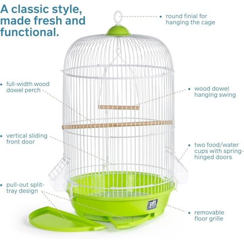 Maykoosh Artisanal Attic Small Round Bird Cage with Graceful Design, Durable Metal Construction, Compact Size, and Comfortable Space