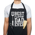 VAGAVY 100% Cotton, Black Funny Aprons for Men, Dad, Husband - Birthday, Father’s Day Grilling Gifts for Papa, Husband. - color: Best Flippin' Dad Ever
