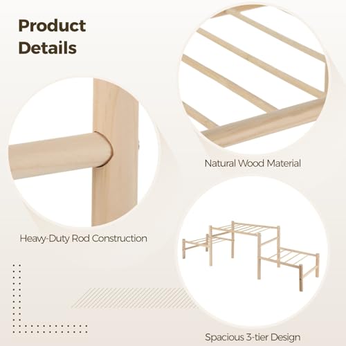 3-Tier Chicken Perch, Wooden Roosting Ladder Stand, 33.1 in Chicken Coop Accessories, Safe & Long-Lasting Hen House Decor, Chicken Tree Jungle Gym for Chickens Hens