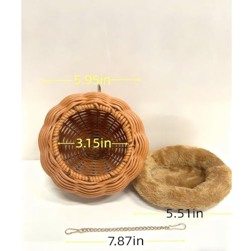 Rattan Bird Nest for Cage - Chewproof Steel Frame Hanging Breeding House | Washable Warm Sleep Hut for Cockatiels, Budgerigars, Lovebirds, Finches & Canaries (Single-Hole) - color: Single-Hole