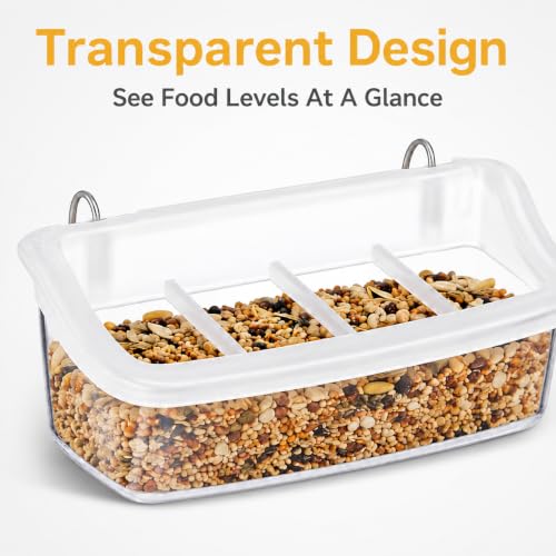 2Pcs Bird Feeder for Cage, Transparent Hanging Bowl for Parakeets & Birds | bird cage feeder with hanging design for food and water, helping keep cages cleaner for parakeets and small birds