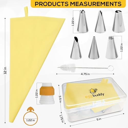 Deviled Egg Piping Tool – Reusable Piping Bag and Tips Set, 9 Piece Silicone Piping Bag Decorator & Filler Kit for Perfect Party Appetizers (Yolk Yellow)