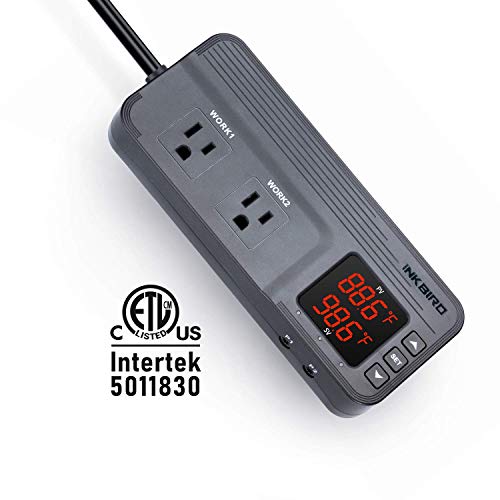 Inkbird Temperature and Humidity Controller ITC-608T Pre-Wired Dual Stage Thermostat 120VAC 15A 1800W ETL Listed Mushroom Greenhouse Homebrew