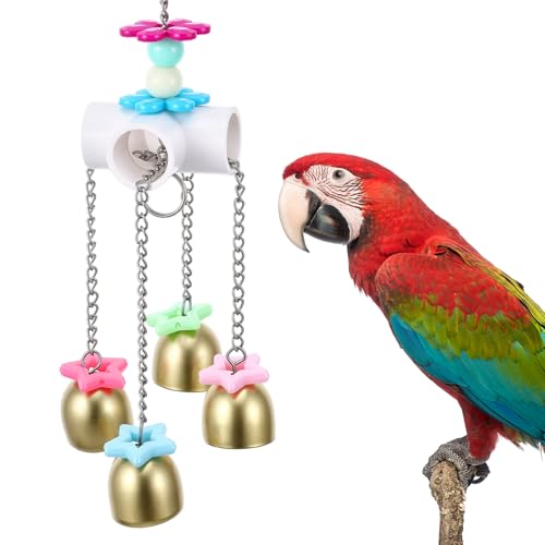 Parrot Bell Toys Bird Parrot Cage Hanging Bells Toys for Budgie, Cockatiels, Conures, and Lovebirds