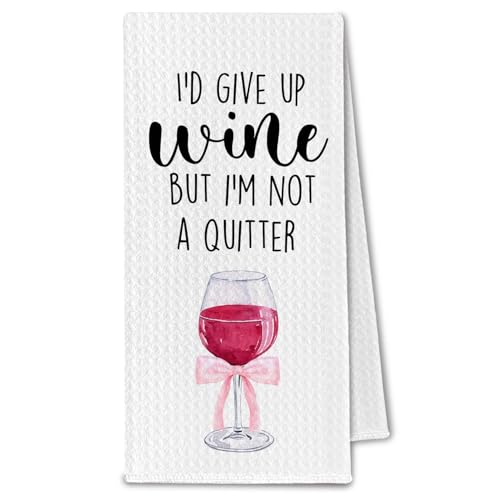 Funny Wine Tea Towel, Coquette Wine Lovers Gifts for Women Men, Funny Kitchen Dish Towels with Sayings for Bar, 16x24 Inch - color: Wine 01