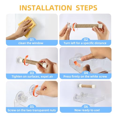 Suction Cup Bird Perch – Jute Rope Stand with Removable Acrylic Poop Tray, Multi-Surface Window Shower Car Travel Perch for Small to Medium Parrots, Budgies, Cockatiels, Lovebirds, Conures (medium)
