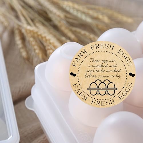 500 Pcs Farm Fresh Eggs Labels Unwashed Fresh Eggs Packaging Stickers Poultry Farmers Quail Egg Producers Stickers for Farmers Market Homestead Fresh Chicken & Quail Egg (Cowhide Paper Unwashed Eggs) - color: Cowhide Paper Unwashed Eggs