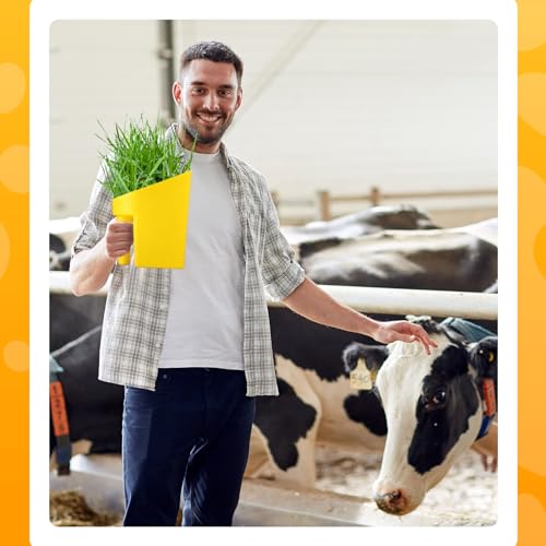 FillTouch 8 Pcs Feed Scoop 2 Qt Plastic Enclosed Heavy Duty Stackable Feed Scoop for Bird Horse Chicken Livestock Animal Ranchers Homesteaders Farmers(Yellow) - color: yellow