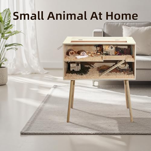 Pine Small Animals Houses&Habitats Chewproof, 40" Pine Guinea Pig Cage Hamster Cage for Small Animals (40" Large, High-Legged Stick) - size: 40.0"L x 20.0"W x 20.0"H