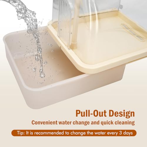 Automatic Bird Bath for Cage, Parakeet Bath with Pump | Indoor Bird Shower with Running Water, Filter, Bird Cage Accessory for Pet Birds Conure Budgies Cockatiels Lovebird - color: Light brown