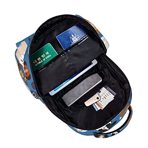 Fiokroo Cute Puppy Dogs Animal Backpack School Bag For Students Teens Men Women Laptop Backpacks Travel Daypack Bag With Multiple Pockets - color: Cute Dogs（blue）