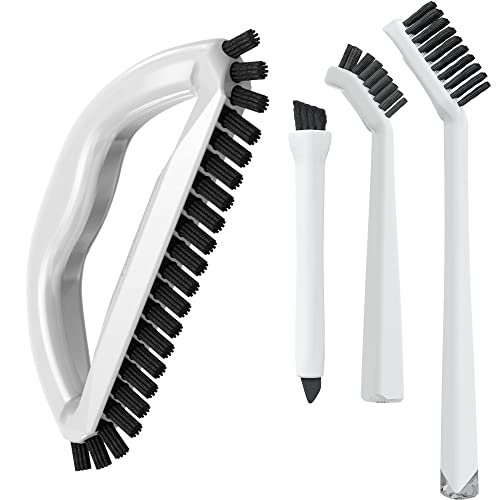 Grout Cleaning Brush Set (4 Pcs) Heavy Duty Hand Grout Scrub Brush & Detail Cleaning Brush Set for Baseboards,Floor, Corners, Shower, Bath Tub & Tiles - color: Combo