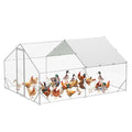 Large Metal Chicken Coop, 9.8 W x 13.1 L x 6.6 H ft Walk-in Poultry Cage,Spire Chicken Pens Outdoor with Top,Chicken Run Pen House with Waterproof Anti-Ultraviolet Cover for Yard,Outdoor Farm - size: 9.8' W x 13.1' D x 6.6' H