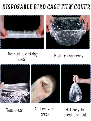 Disposable Bird Cage Liners Clear Plastic Parakeet Cage Liner Bag - 50 Pcs Parrot Cage Tray Liners Universal Film Bird Cage Accessories for Finches Canaries Cockatiels Birdcage - size: 50PCS