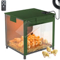 Brooder Box for Chicks, 200W Chick Brooder Constant Radiant Chicken Coop Heater with Removable Feeder or Waterer, Adjustable Temp(77~95℉) & 9H Timer Display Chick Heat Plate for Keeping Poultry Warm - color: Olive green