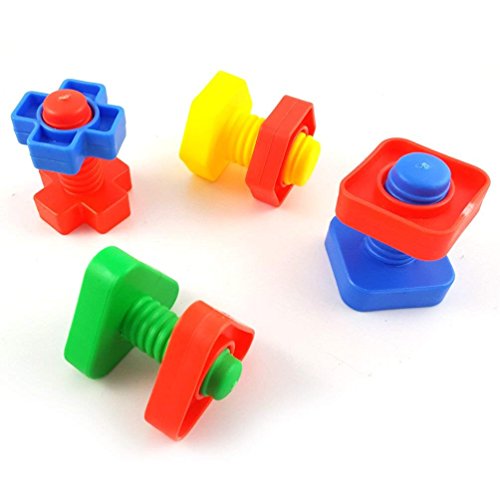 Hypeety 4pcs Bird Intellective Toys Screw Training Toy for Parrot Parakeet Macaw African Greys Budgies Cage Toy (A) - color: Intellective Toy A
