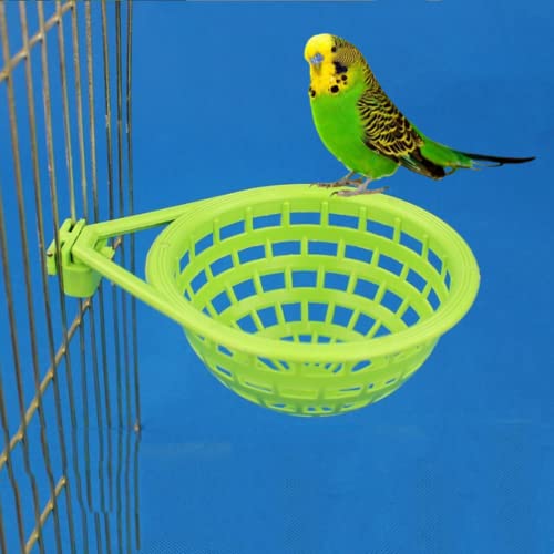 3pcs Plastic Canary Nest-Bird Nest Plastic Hollow Hanging Cage Eggs Hatching Tool Bird Breeding Hut Nest Pan(Green)