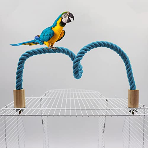 2 Pack Bird Rope Perch and Swing, Bird Cage Stand Pole Accessories, Climbing Toy for Parrot, Parakeet, Budgie, Cockatiel, Lovebird (23.62"/60 cm) - color: Blue, size: 23.62 inches