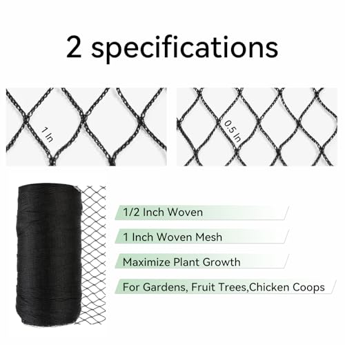 Bird Netting 20x30 FT 1/2 Inch Mesh Heavy Duty Woven Mesh Netting | Heavy duty woven mesh protects fruit trees, berries and gardens from birds & small animals with UV-resistant durability - size: 20x30Ft-0.5"