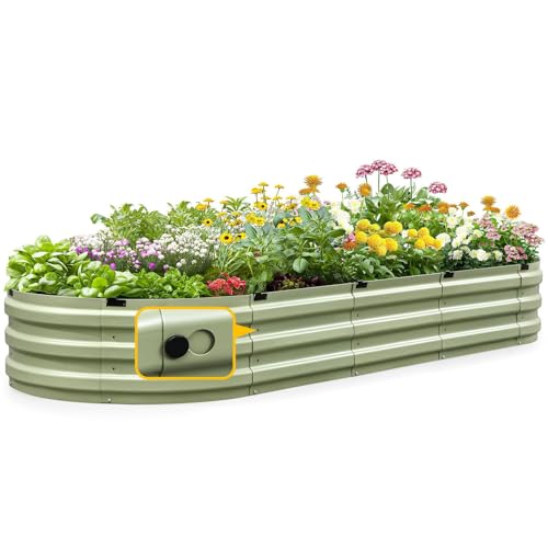 KING BIRD Raised Garden Bed Kit 2025 Upgraded Quick-Setup Galvanized Planter Garden Box Outdoor for Gardening, Vegetables, Flowers, 94x36x12 in, Olive Green - color: Olive Green, size: 94X36X12 in
