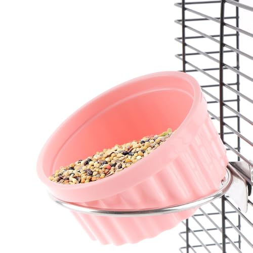2 Pack Bird Detachable Bowl Plastic Food Cup Convenient Hanging Seed Water Feeder for Bird Parrot Canary Finch Parakeet Budgie Cockatiel Lovebird