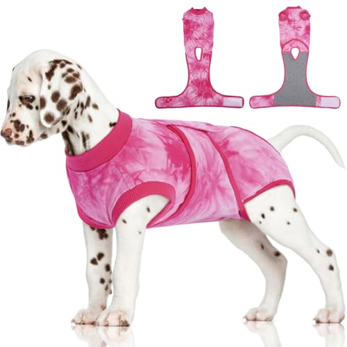 Dog Surgery Suit, Surgical Suit for Dogs, Dog Onesie for Surgery | Cone Collar Alternative, Abdominal Wound Protector, Anti Lick Suit, Soft Dog Bodysuit after Surgery Female Male, Rose Dye XS - color: Rose Tie Dye, size: Xs(back:8.3-11.4in,wt:4-7lbs)